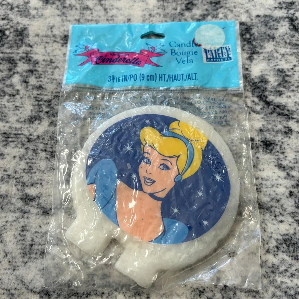 Disney Cinderella Vintage Party Supplies Lot Tablecloth Candle Invitations Blue